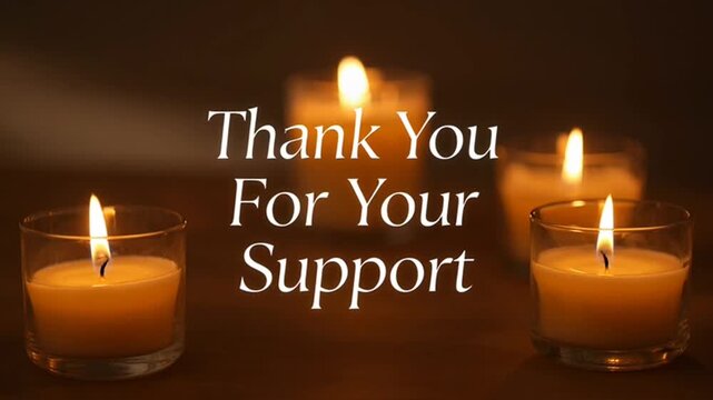 Glowing Candles Express Gratitude: Thank You For Your Support Message