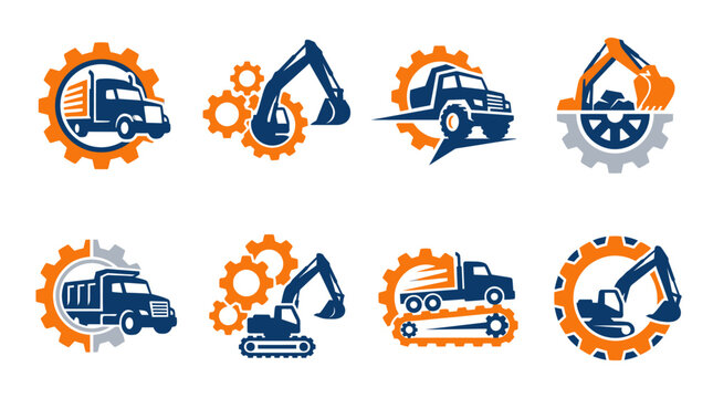 Heavy Construction Equipment Icons Set 4.