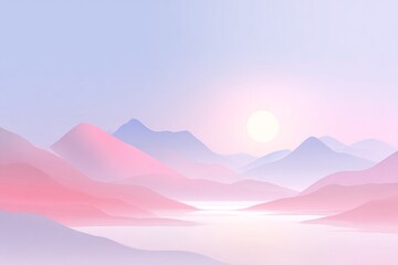 Obraz premium Tranquil sunrise over misty pink and blue mountain landscape