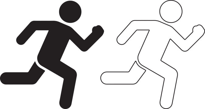 Running man stick figures black and white