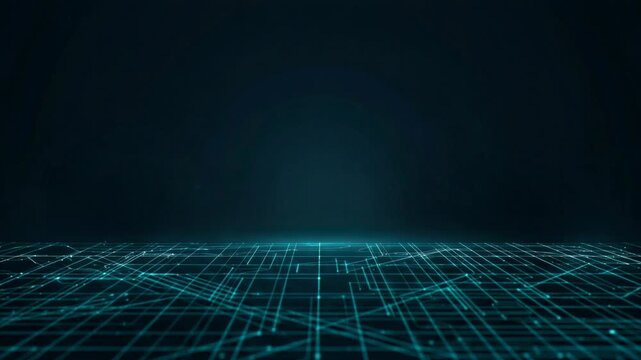 Digital Grid Background with Glowing Blue Network Lines