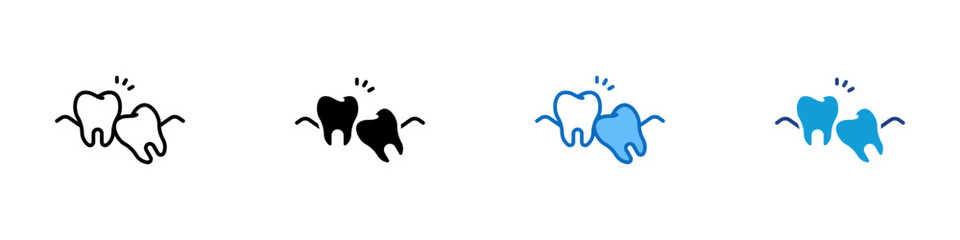Obraz premium Snaggletooth Multiple Style Icon Design Vector - Misaligned teeth representing crooked bite, orthodontic problems, and dental irregularity