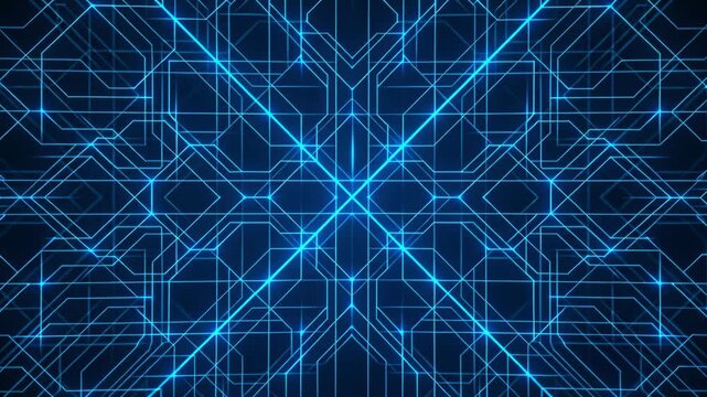 Digital Circuit Background with Glowing Blue Network Lines