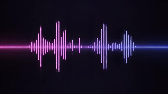 Vibrant Neon Audio Waveforms Across Dark Background.