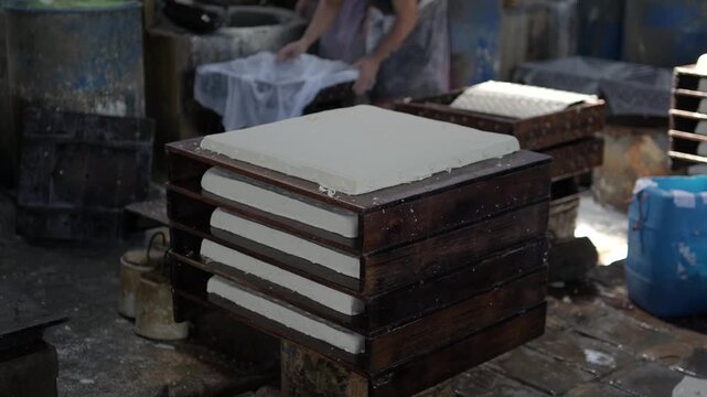 tofu making process in a tofu factory