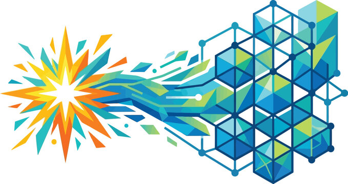 Radiant burst transforms into a structured geometric pattern with.