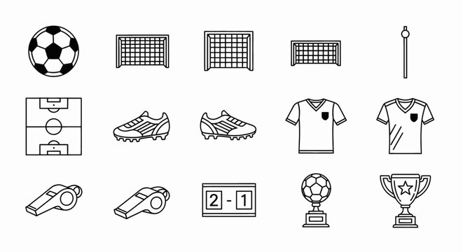 Vector soccer players compete in a stadium with goals and ball