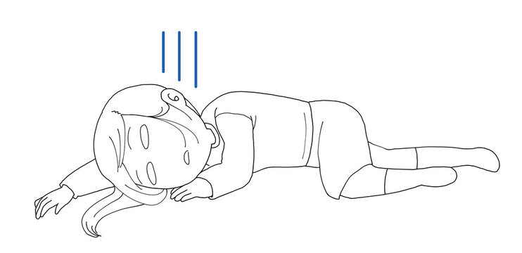 何もやる気がおきない女性　白　漫符　