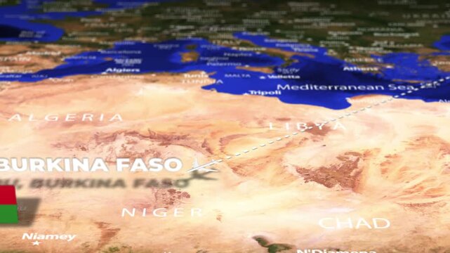 Flight From Ankara TURKEY to Ouagadougou BURKINA FASO with flag pins