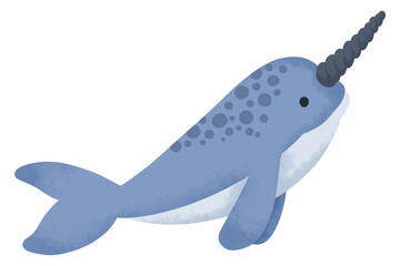 Narwhal cartoon animal illustration transparent background © ImagesRouges