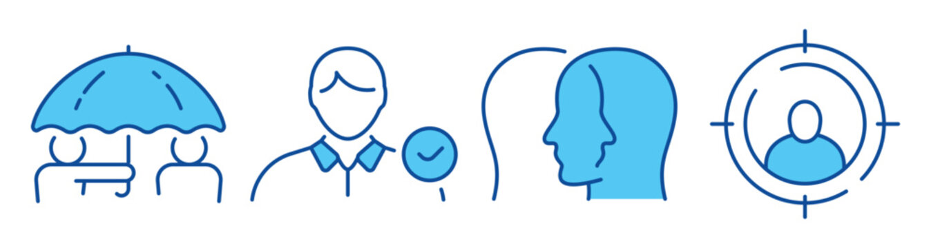 Customer protection and trust concepts represented with icons. Editable stroke