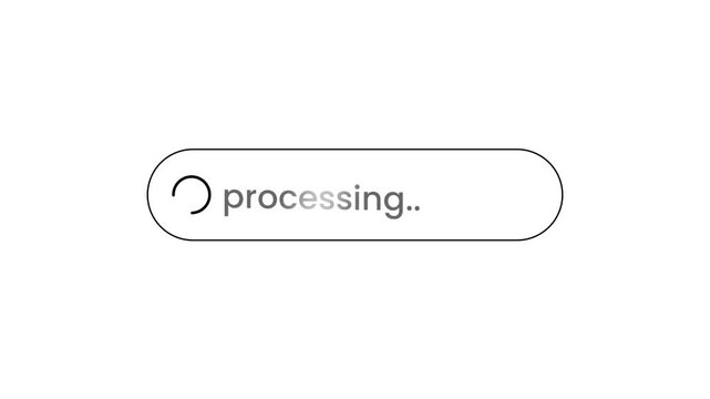 A single rounded pill-shaped status button with a spinning loader icon and the word processing conveying a system actively handling a background computational task