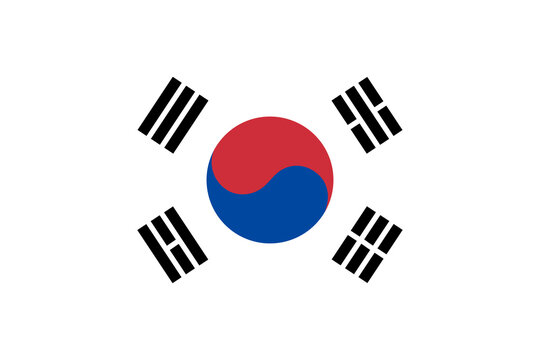 South korea flag illustration on transparent background, stylized flag of South korea with rounded corners