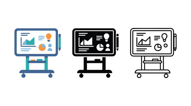 Data analysis and information visualization on an interactive digital whiteboard presentation.