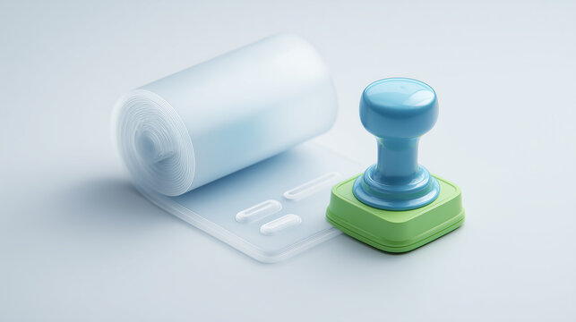 rubber stamp with blue ink
