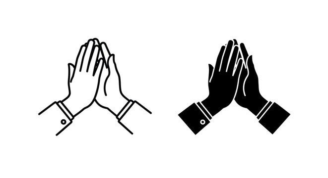 Praying Hands Gesture Icon in Line and Glyph Style