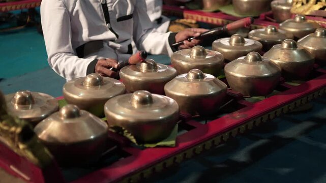 indonesian javanesse traditional musical instrument called gamelan