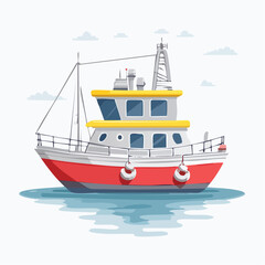Fototapeta premium Cartoon Fishing Boat Illustration