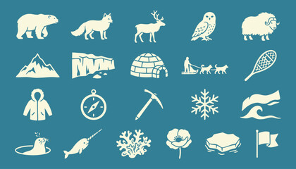 Arctic Tundra Expedition Icon Set for Winter Adventure Exploration and Travel Branding © 777SKYLABS
