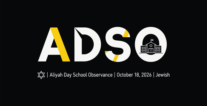 Adso aliyah day school logo with synagogue building icon