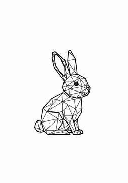 Geometric bunny illustration on white background. Low poly style, digital art.