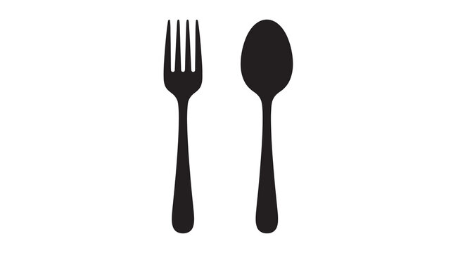 Fork and spoon set black silhouette high quality
