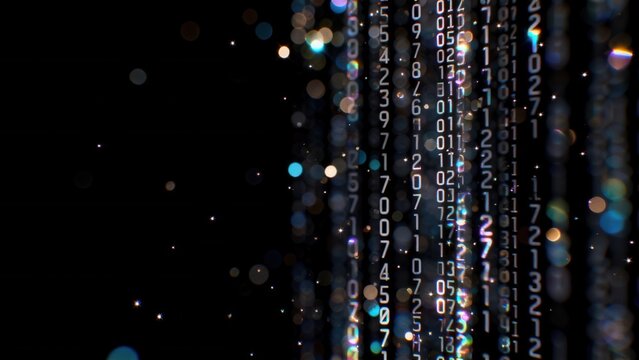 Digital numbers and bokeh lights