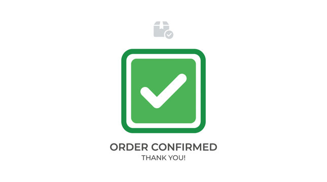 Green checkmark order confirmed icon.