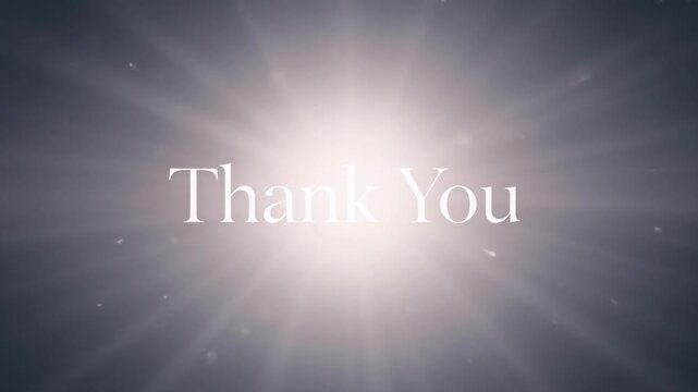 Elegant "Thank You" Text Overlay with Soft Light Rays and Particles for Presentations & Videos