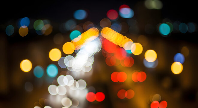 Blurry city night lights background