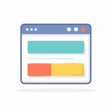 Flat Design Browser Window with Colorful Content Blocks