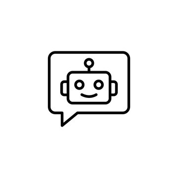 AI Chatbot Assistant Speech Bubble Line Icon