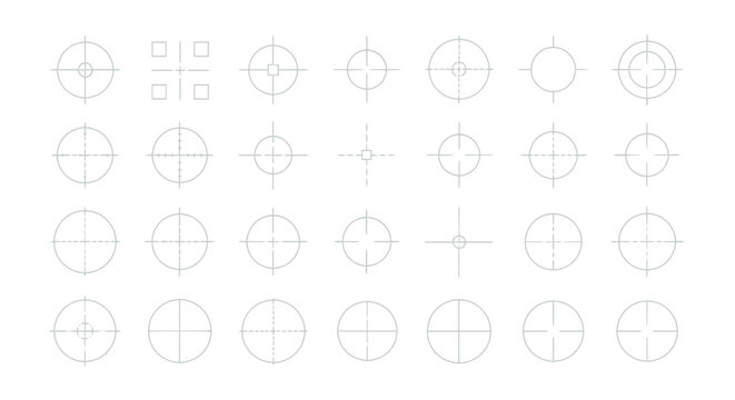 Large collection of target crosshair icons and sniper scope reticles