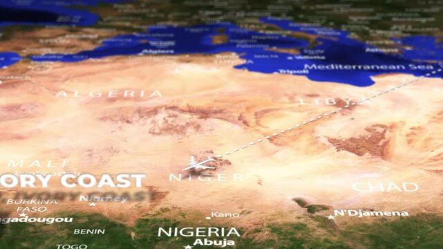 Flight From Ankara TURKEY to Yamoussoukro IVORY COAST with flag pins