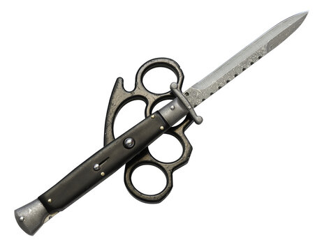 knife and brass knuckles isolated on transparent background