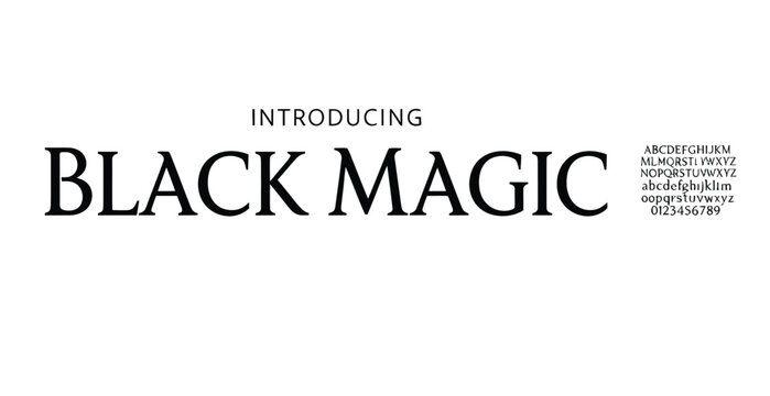 Black magic bold display font text showcase