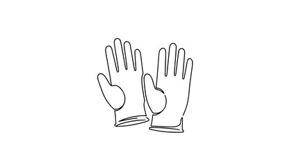 Obraz premium Protective gloves single line art icon minimalist healthcare safety outline vector illustration
