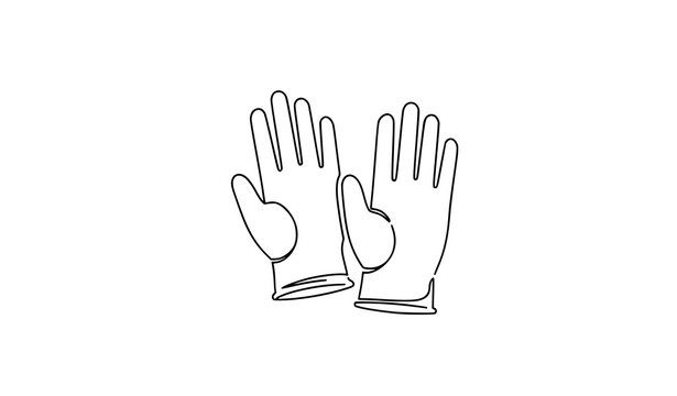 Protective gloves single line art icon minimalist healthcare safety outline vector illustration