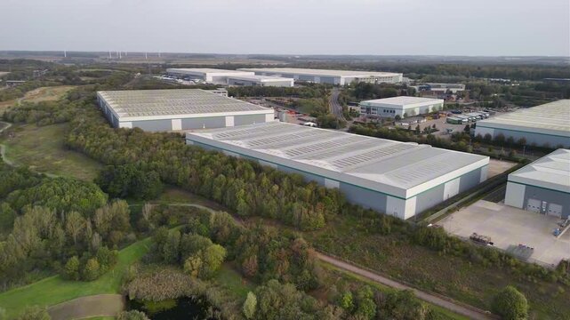 Aerial View of Prologis Park Logistics Warehouses in Kettering UK