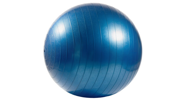 Isolated blue textured fitness ball for strength training, Pilates, and core workouts