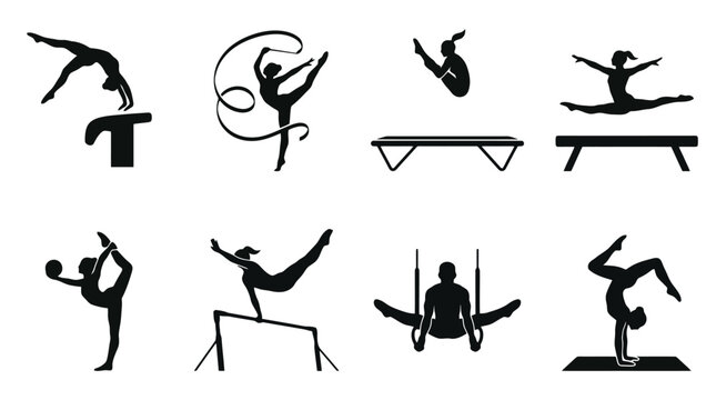 Gymnastics silhouettes for athletic design.
