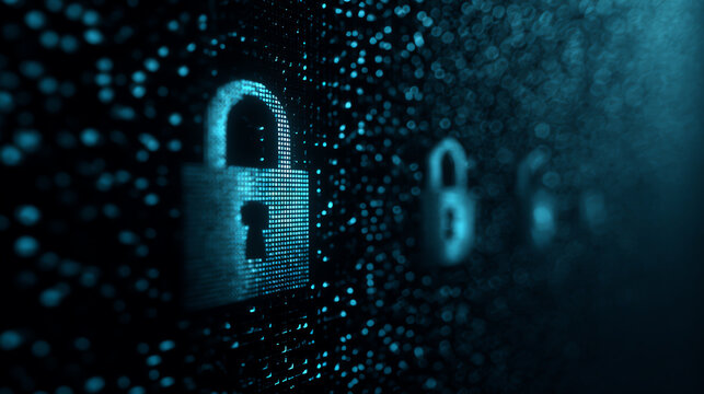 Abstract digital image of security locks representing cybersecurity and data protection in a modern digital world.