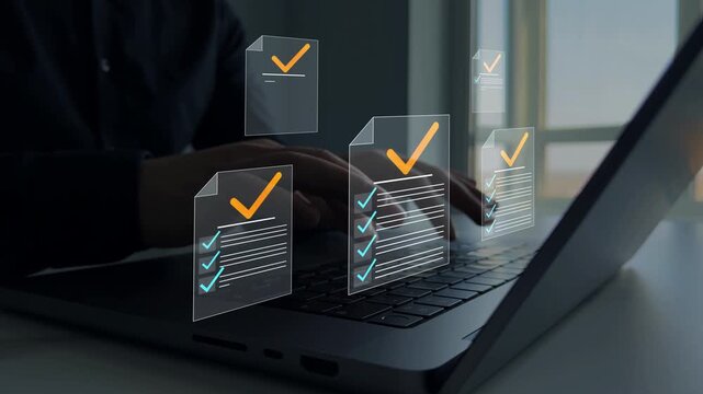 Policy documentation management.Management system icons, checklists, certifications, and financial details, ensuring compliance and efficient governance.