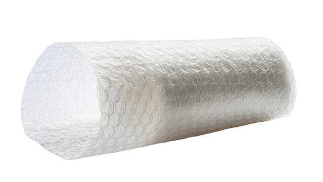 Isolated transparent bubble wrap roll for delicate packaging and shipping protection
