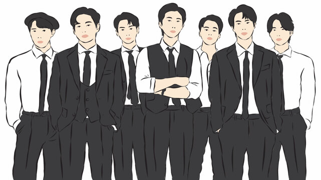 vector illustration of a boy band from South Korea