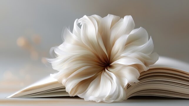 Abstract white paper art floral composition with soft curves and elegant minimal design.