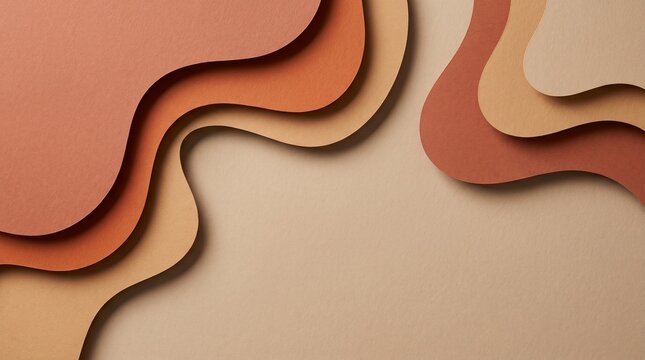 Layered paper cut abstract background in warm terracotta tones