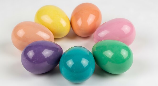 Colorful easter eggs on white background