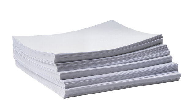 Isolated ream of crisp white copy paper, fanned out, ready for printing or office use