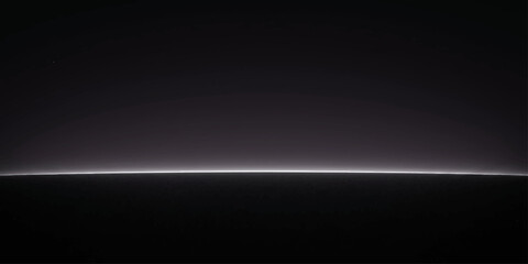 An abstract digital wallpaper design featuring a glowing blue planet in dark space with motion lines and light rays forming a wave pattern of energy © ZINGGALALA HOHO